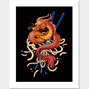 Noodle Dragon on Chopsticks Posters and Art